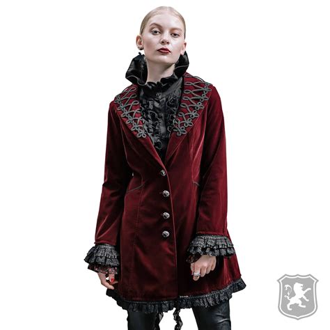 Gothic Ladies Black Velvet Frock Coat Handmade Br