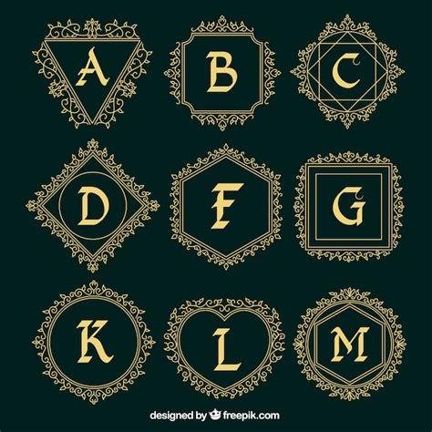 Colección De Logos Ornamentales Con Letras Mayúsculas Vector Gratis