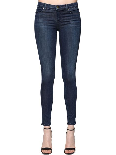 J Brand Super Skinny Mid Rise Denim Jeans In Dark Blue Modesens