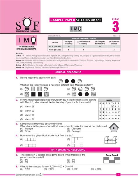 Maths Olympiad For Class 3 Worksheets With Answers Pdf Maths For Kids