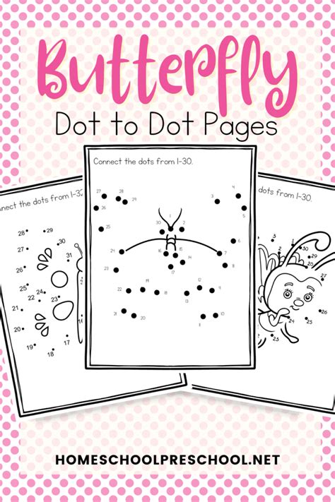 Printable Butterfly Dot To Dot Worksheets For Preschoolers