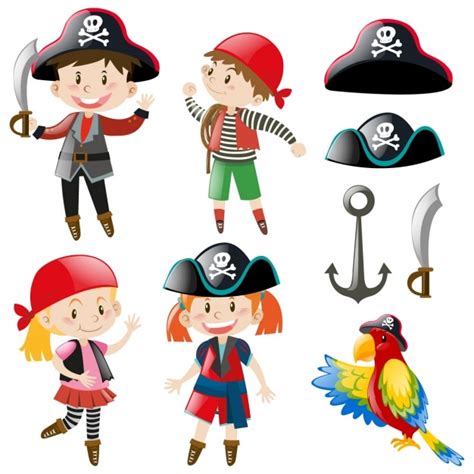 Free Vector Kids With Pirate Costumes