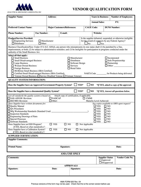 Vendor Qualification 2004 2024 Form Fill Out And Sign Printable Pdf