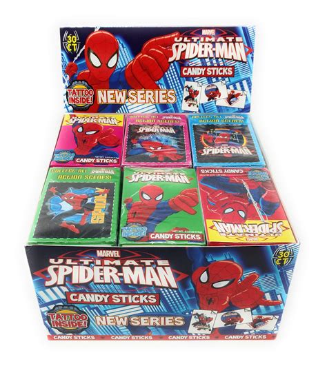 Buy Marvel Spider Man Candy Sticks W Glow In The Dark Tattoo 30 Packs Online At Desertcartindia