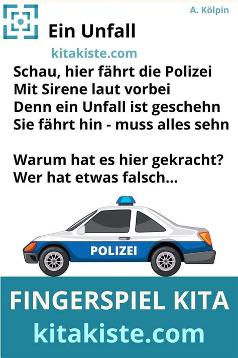 Ein Unfall Polizei Fingerspiel Kita Reime Polizei Fingerspiele