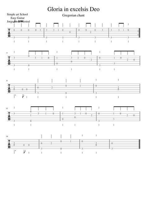 Tab Gloria In Excelsis Deo Sheet Music For Guitar Solo