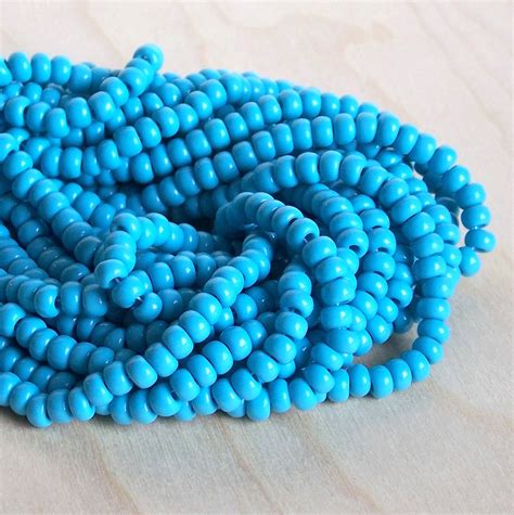10 Turquoise Blue Czech Glass Seed Beads Large Seed Beads