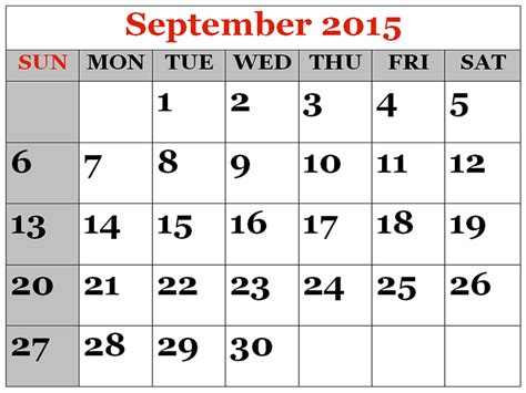 Calendar For September 2015 Printable Calendar