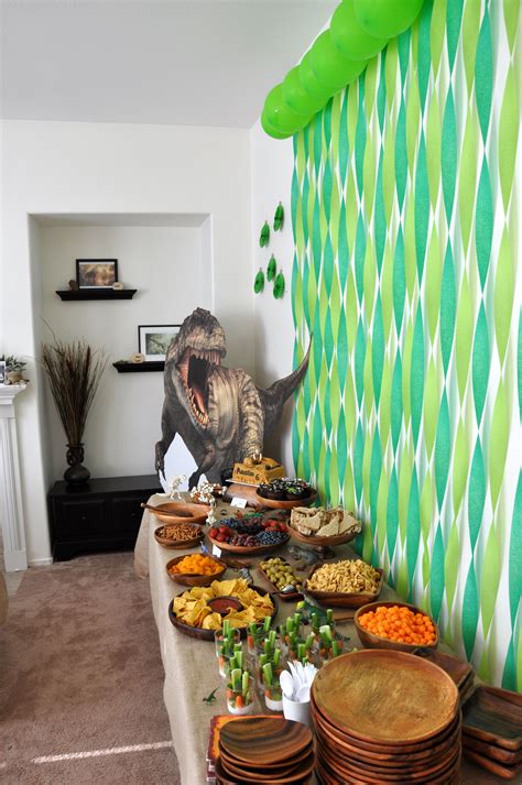 Austin S Dinosaur Party Decorations Food Table Food Table Decorations Streamer Party