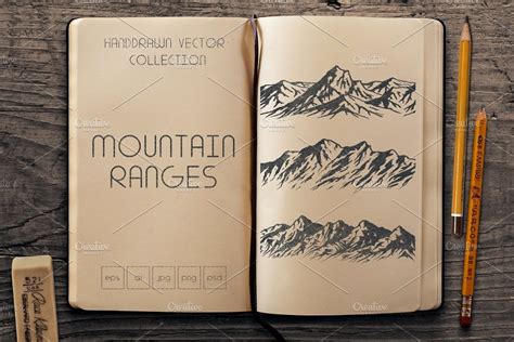 Huge Blue Mountains Vector Set Pre Designed Photoshop Graphics