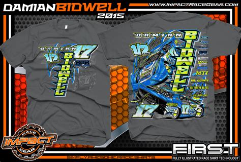Damian Bidwell Dirt Late Model Shirt 2015 Charcoal Impact Racegear