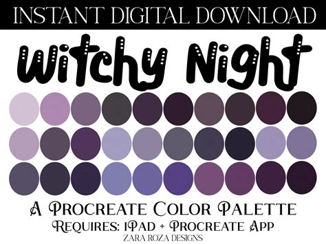 Witchy Night Halloween Magic Witch Procreate Color Palette Digital