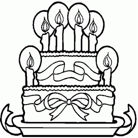 Drawing Birthday Cake With Candles Coloring To Print Clipart Best