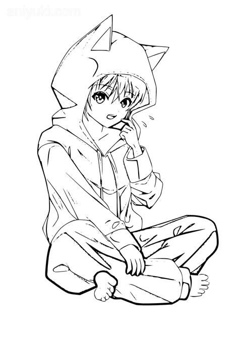 Male Base Anime Hoodie Coloring Pages