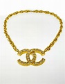 Chanel Vintage Gold Rhinestone CC Logo Necklace - from Amarcord Vintage ...