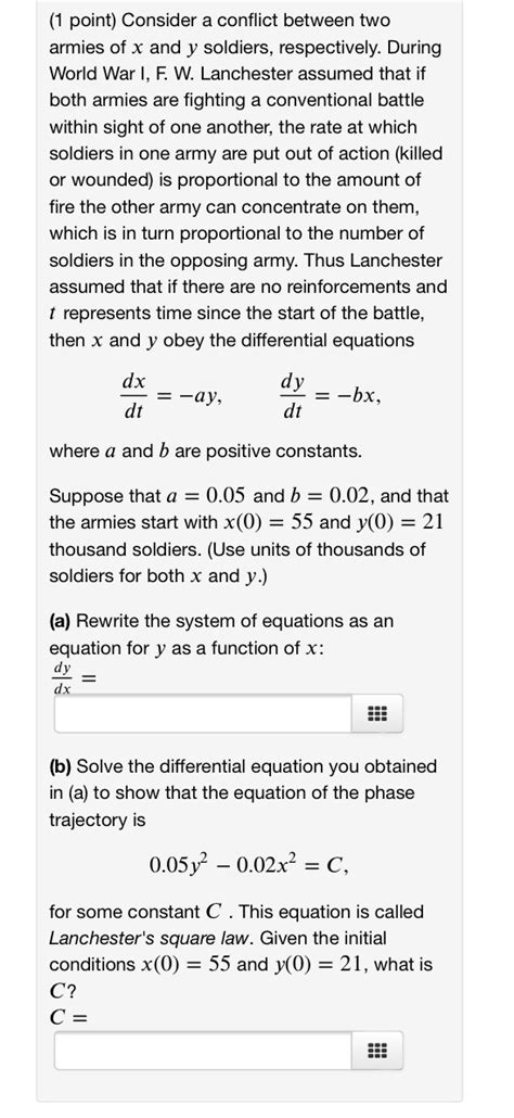 Solved Point Consider A Conflict Between Two Armies Of X Chegg