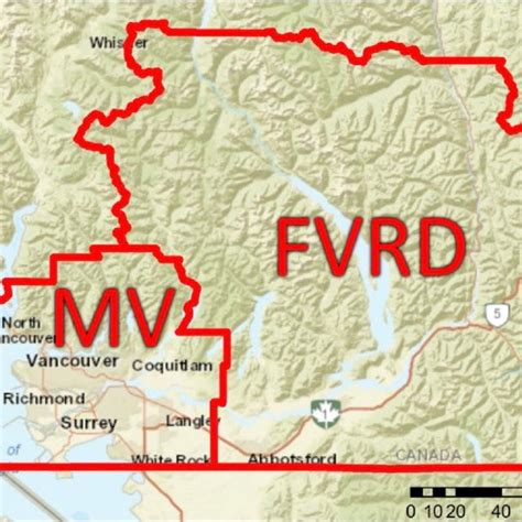 Map Of The Fraser Valley Regional District Fvrd And Metro Vancouver