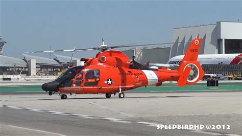 Us Coast Guard Eurocopter Hh 65 Dolphin Cg 6572 Takeoff Youtube