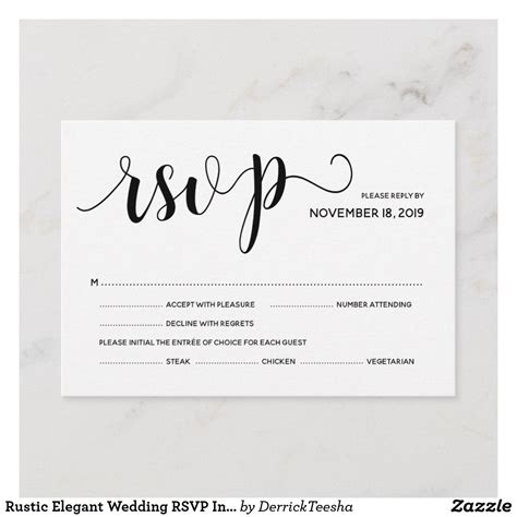 rustic elegant wedding rsvp invitation reply card zazzle