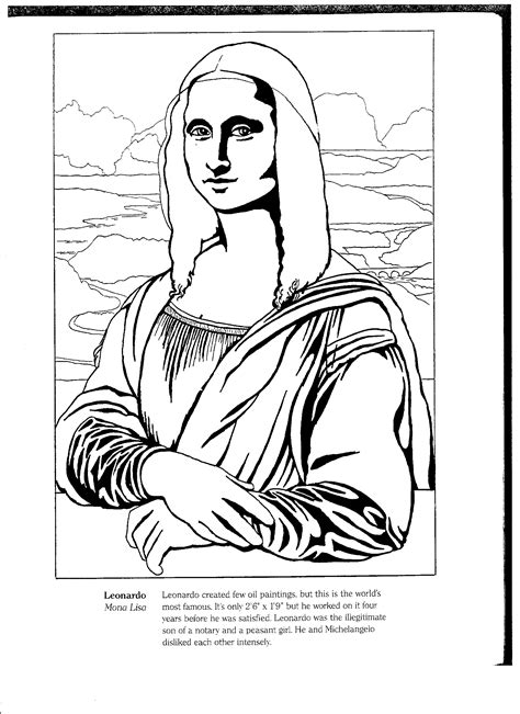 Mona Lisa Coloring Page Printable Genshin Coloring Di