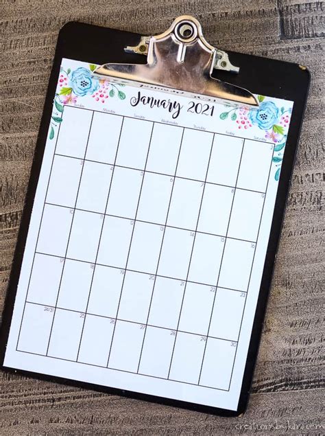 Free printable june 2021 calendar templates. 花卉每月2021年日历可打印-Creations by Kara