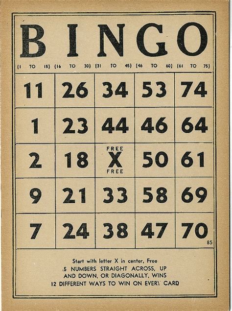 Vintage Bingo Cards Printable Printable Bingo Cards Images And Photos