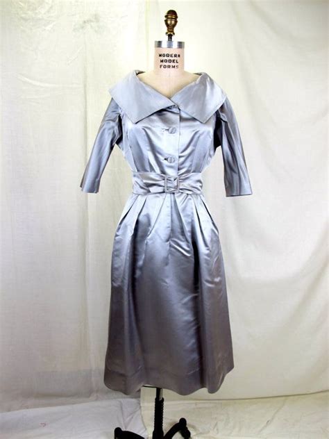 1950s Grey Silk Duchess Satin Cocktail Dress Saks Fifth Avenue Etsy
