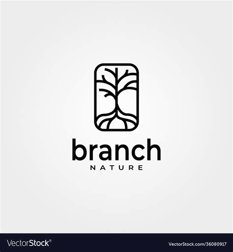 Abstract Branch Tree Logo Line Art Minimal Design Vector Image