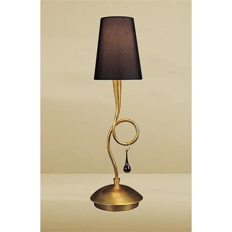 White manmade linen shade with white manmade silk inside. Mantra Paola Single Light Table Lamp With Gold Leaf Finish ...
