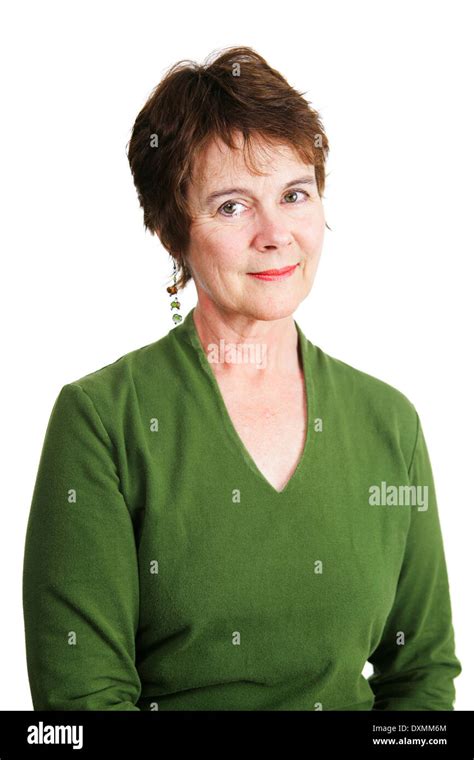 Portrait Of A Beautiful Irish American Woman In Middle Age Isolated On