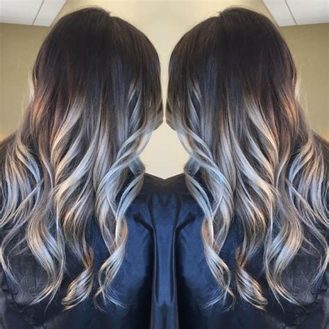 Dark To Light Balayage Ombre With Platinum Silver Tone Ombre Balayage