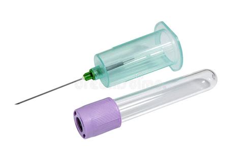 Vacutainer For Blood Collection With Vacuum Test Tube On White