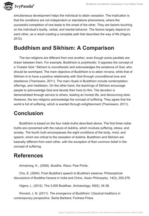 Buddhism And Sikhism Comparison Four Noble Truths 2016 Words Essay