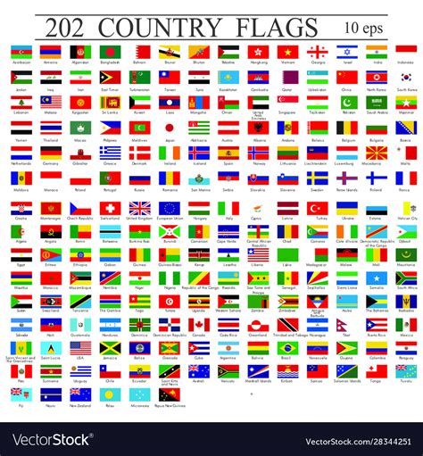 World Flags All Color Isolated Royalty Free Vector Image