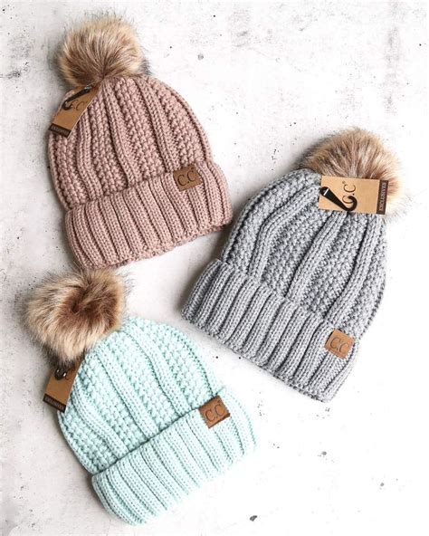 clarissa emmie and i should get these pom beanie knit beanie beanie hats cc beanie outfits