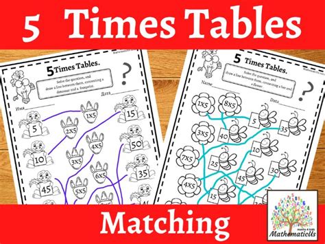 5 Times Tables Matching Activities Teaching Resources