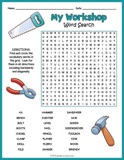 Free Printable Construction Tools Word Search Word Puzzles For Kids