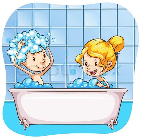 Two People Taking Bubble Bath Together Stock Vector Colourbox