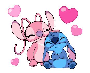 Stitch est un petit bonhomme bleu et angel elle est rose Stitch & Angel | Line Sticker | Desenhos fofos de amor ...