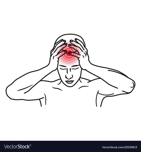 Headache Line Art Icon Stress And Migraine Vector Image