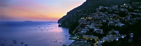 Buildings Lit Up At Night Positano Amalfi Amalfi Coast Campania
