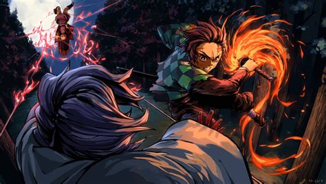 Tanjiro Vs Rui Kimetsu No Yaiba By Fliplb On Deviantart Anime Cool