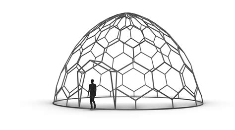 Hexagonal Dome Structure Geodoesic Like Wireframe 3d Model Cgtrader