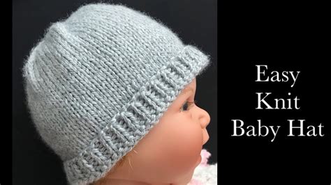 Basic Knit Baby Hat 0 12m Magic Loop Easy Knit Hat Knitting For Baby