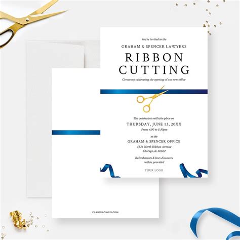 Ribbon Cutting Editable Template Blue Ribbon Launch Party Printable