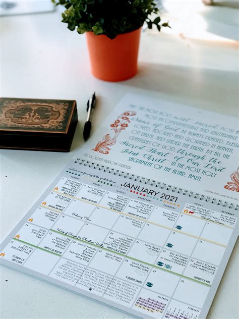 The roman calendar for a.d. Catholic All Year 2021 Liturgical Calendar with Prayer Art *digital download* - Catholic All Year