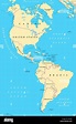 The Americas, North and South America, political map with countries and ...