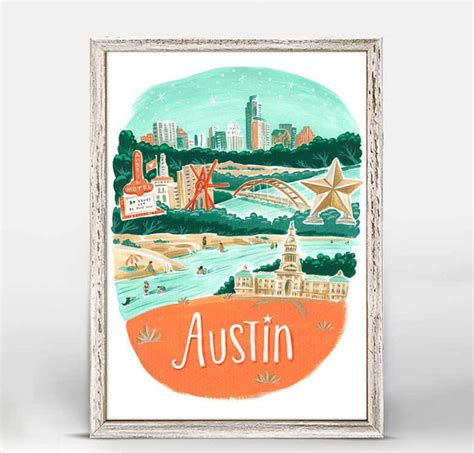 Austin Texas Art Print Austin City Skyline Poster Austin Etsy