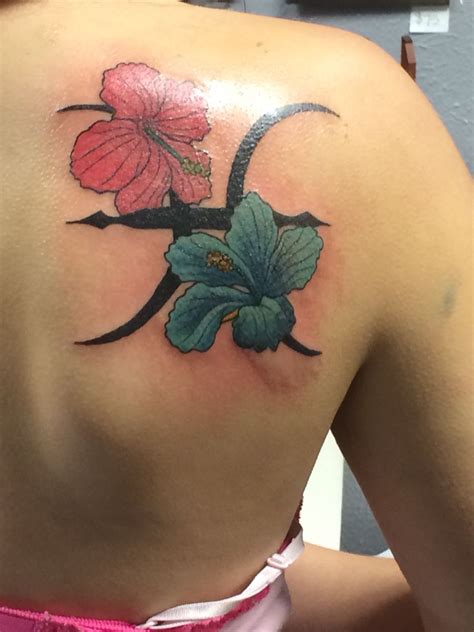Zodiac Pisces Tattoo With Flowers Tattoos Pinterest