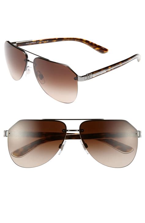 Dolce And Gabbana 61mm Polarized Rimless Aviator Sunglasses In Brown For Men Gunmetal Lyst